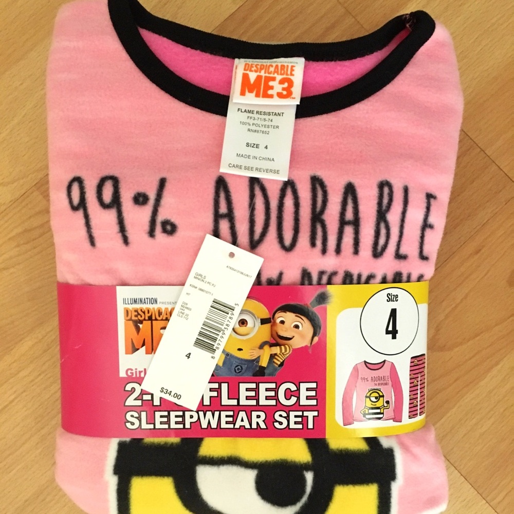 NWT fleece kids toddler pj set pajama minion